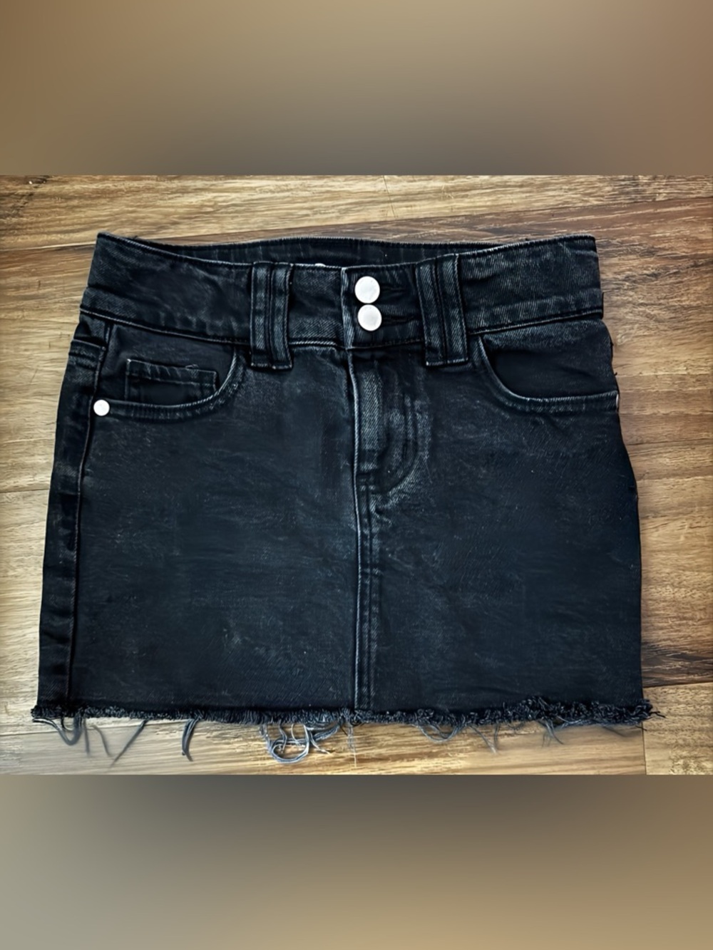 Art Class Girls Distressed Black Jean Mini Skirt Size S (6/7)